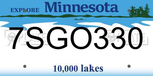 7SGO330 Minnesota License Plate