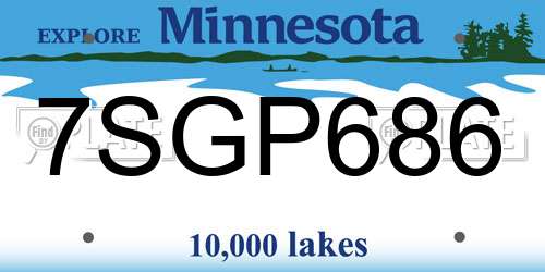 7SGP686 Minnesota License Plate