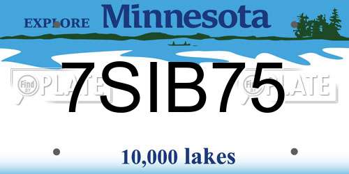 7SIB75 Minnesota License Plate