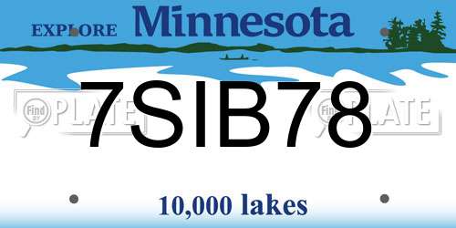 7SIB78 Minnesota License Plate