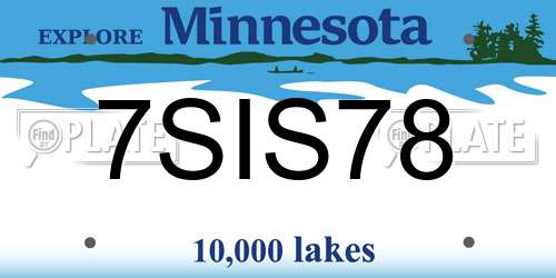 7SIS78 Minnesota License Plate