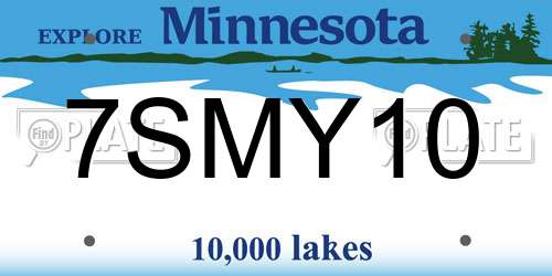 7SMY10 Minnesota License Plate