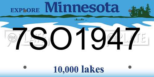 7SO1947 Minnesota License Plate