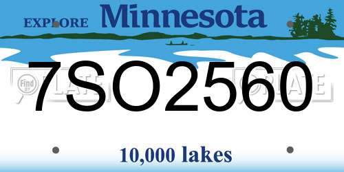 7SO2560 Minnesota License Plate