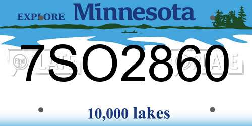 7SO2860 Minnesota License Plate