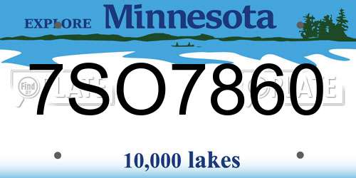 7SO7860 Minnesota License Plate