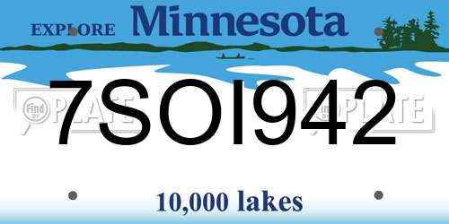 7SOI942 Minnesota License Plate