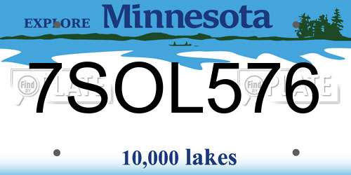 7SOL576 Minnesota License Plate