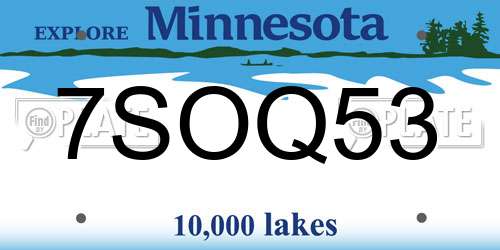 7SOQ53 Minnesota License Plate