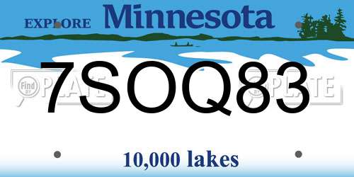 7SOQ83 Minnesota License Plate