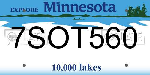 7SOT560 Minnesota License Plate