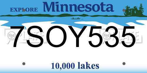 7SOY535 Minnesota License Plate