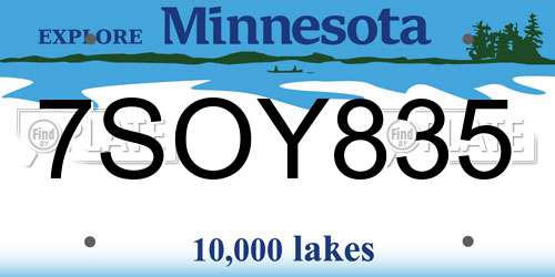 7SOY835 Minnesota License Plate