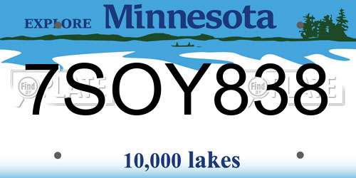 7SOY838 Minnesota License Plate