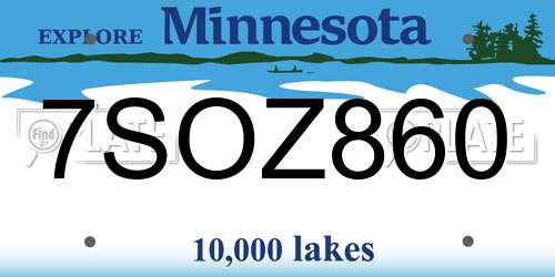 7SOZ860 Minnesota License Plate