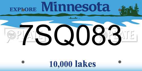 7SQ083 Minnesota License Plate