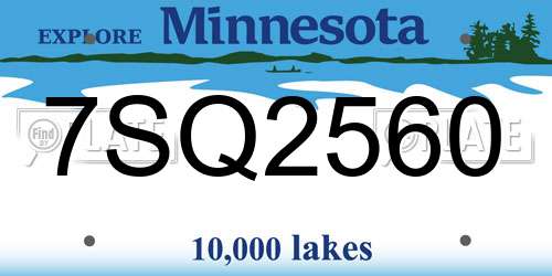 7SQ2560 Minnesota License Plate