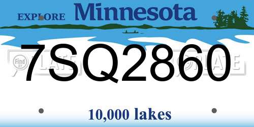 7SQ2860 Minnesota License Plate