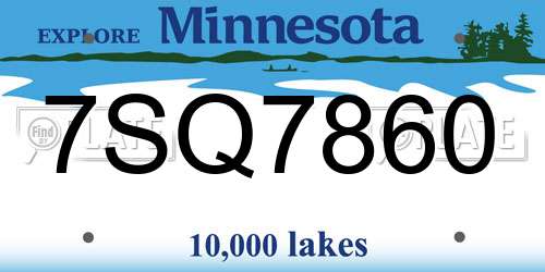 7SQ7860 Minnesota License Plate