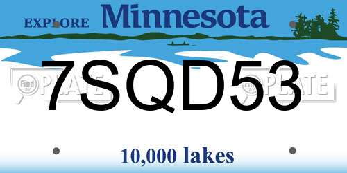 7SQD53 Minnesota License Plate
