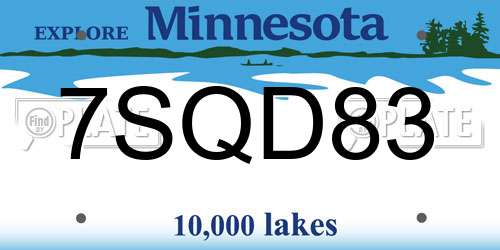 7SQD83 Minnesota License Plate
