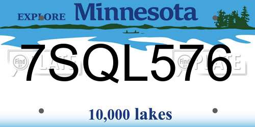 7SQL576 Minnesota License Plate