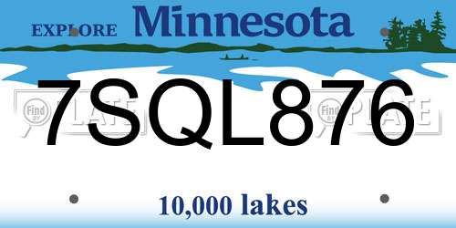 7SQL876 Minnesota License Plate
