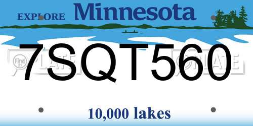 7SQT560 Minnesota License Plate
