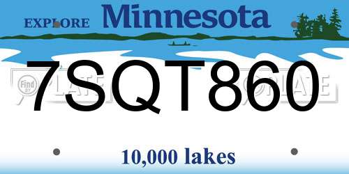 7SQT860 Minnesota License Plate