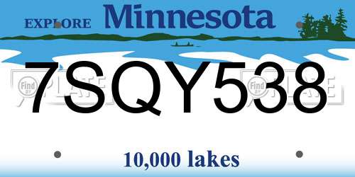 7SQY538 Minnesota License Plate