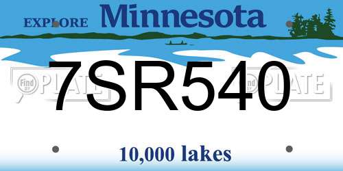 7SR540 Minnesota License Plate