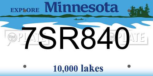 7SR840 Minnesota License Plate