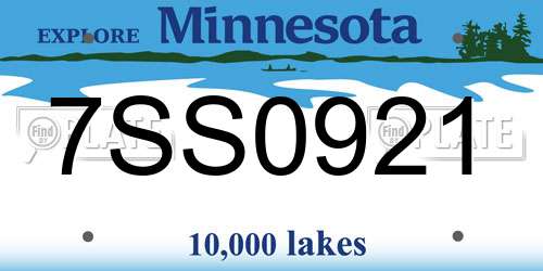7SS0921 Minnesota License Plate