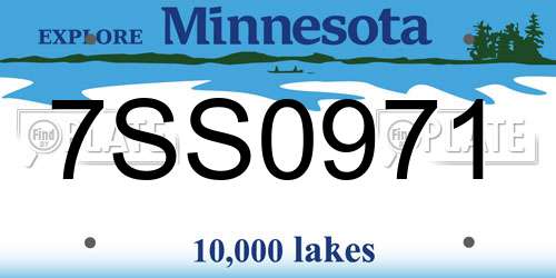 7SS0971 Minnesota License Plate