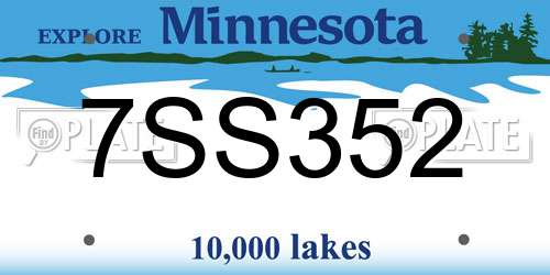 7SS352 Minnesota License Plate