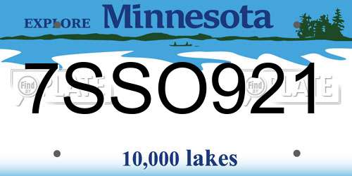 7SSO921 Minnesota License Plate