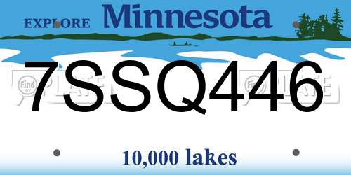 7SSQ446 Minnesota License Plate