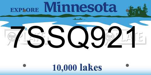 7SSQ921 Minnesota License Plate