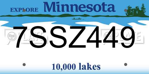 7SSZ449 Minnesota License Plate