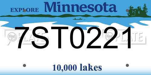 7ST0221 Minnesota License Plate