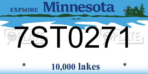 7ST0271 Minnesota License Plate
