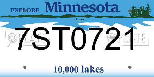 7ST0721 Minnesota License Plate