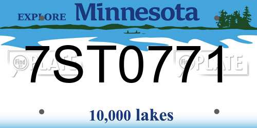 7ST0771 Minnesota License Plate