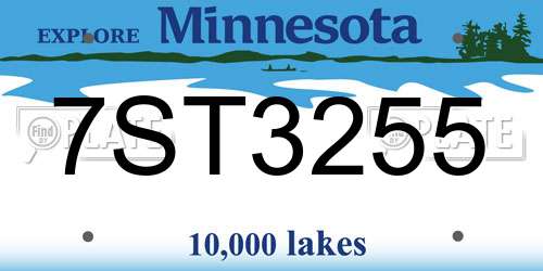 7ST3255 Minnesota License Plate