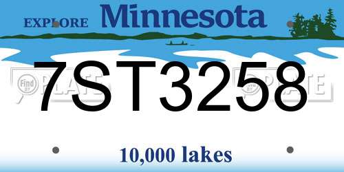 7ST3258 Minnesota License Plate