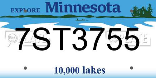 7ST3755 Minnesota License Plate
