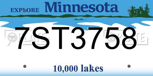 7ST3758 Minnesota License Plate