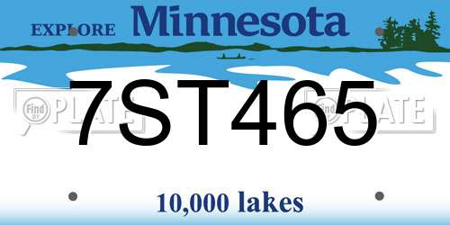 7ST465 Minnesota License Plate