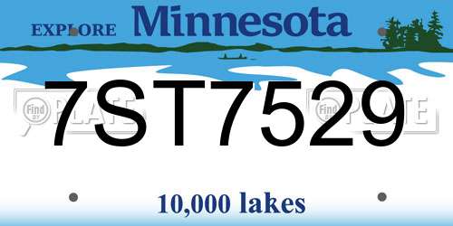 7ST7529 Minnesota License Plate