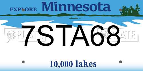 7STA68 Minnesota License Plate